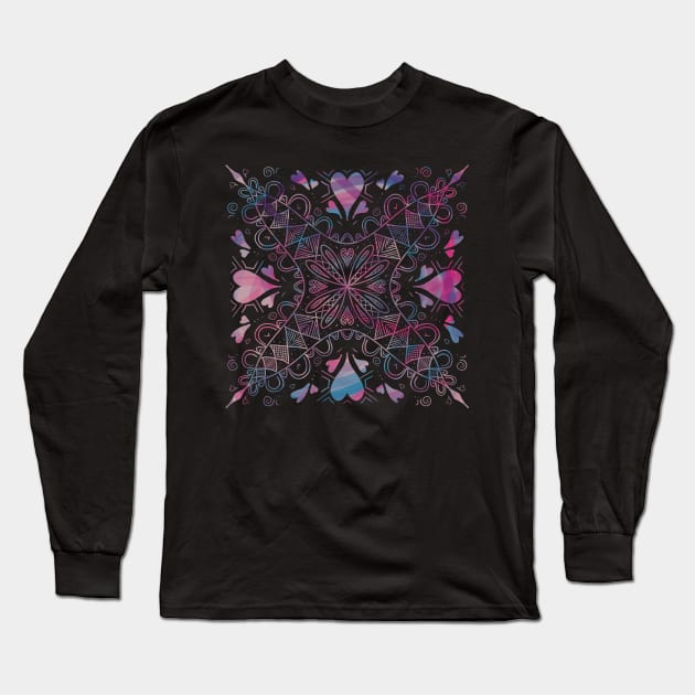 Hearts Mandala Long Sleeve T-Shirt by nathalieaynie